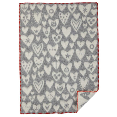 Heart baby wool blanket – grey