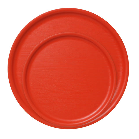 B&L Wood – Coral red round tray
