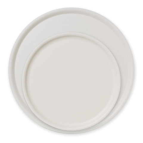 B&L Wood – White round tray 