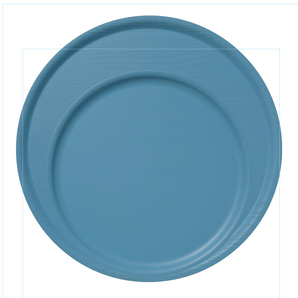 B&L wood – Foggy blue round tray