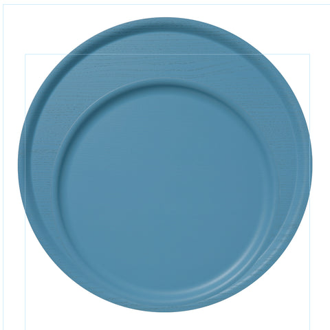 B&L wood – Foggy blue round tray