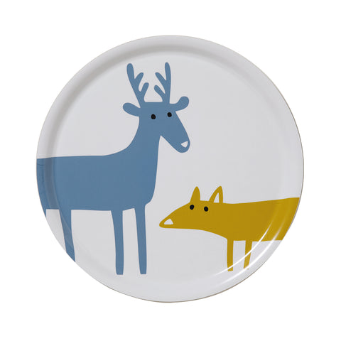 Elk and Fox – round tray