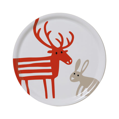 Reindeer and rabbit – round tray